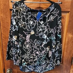 Apt. 9 Black Multicolor Floral Blouse